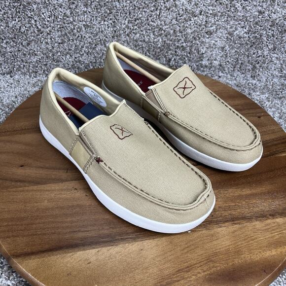 Twisted X Men\'s Slip-On Khaki Size 8 M Casual Leather Textile Shoes NEW